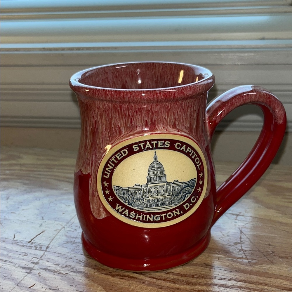 United States Capitol Red Drip Glaze Mug Deneen Pottery Handmade